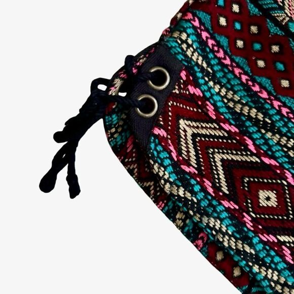 Urban Outfitters Ecote Multicolored Boho High Waist Shorts Lace Up Sides Size 2 - Picture 4 of 10